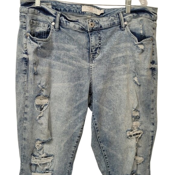 torrid Denim - Torrid Premium Boyfriend Distressed Womens Jeans Stretch Denim Size 18 Destroyed